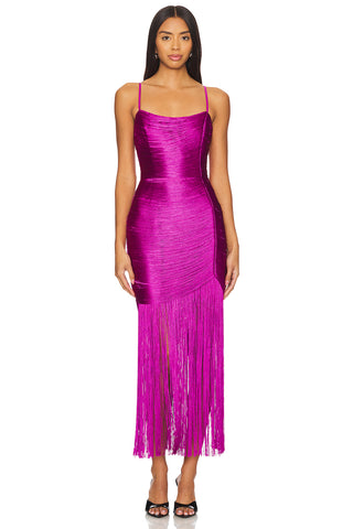 Slim-Fit Fringe Bandage Long Dress with Spaghetti Straps