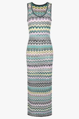 Chevron Knit Sleeveless Bodycon Long Dress