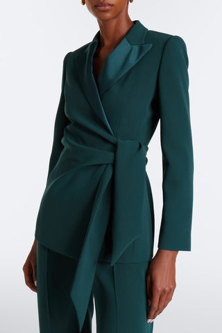 Asymmetric Wrap Belted Blazer & Wide Leg Pants Set