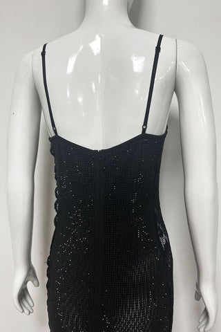 Sequin Lace Corset Long Dress – Spaghetti Strap Evening Gown