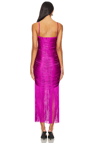Slim-Fit Fringe Bandage Long Dress with Spaghetti Straps