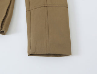 Military-Inspired Stand Collar Long Sleeve Jacket & High Waist Tailored Shorts Set