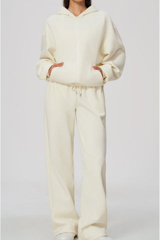Relaxed Zip-Up Hoodie & Wide-Leg Sweatpants Set