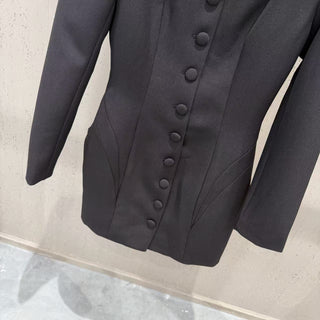 Sculpted Waist Button-Front Blazer Mini Dress