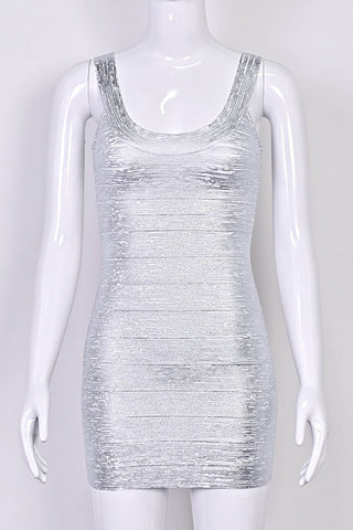 Shimmer Bandage Sleeveless Glamour Mini Dress