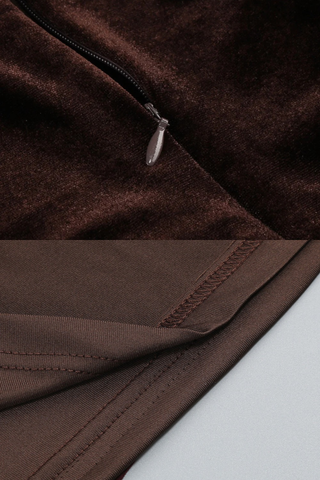 Sleeveless Velvet Corset Long Dress with Mesh Straps & Draped Chiffon Skirt