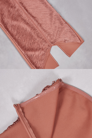 Luxury Halter Neck Backless Tassel Fringe Long Bandage Dress with High Slit