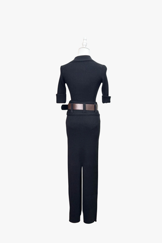 Ribbed Knit Two-Piece Set – Short Sleeve Top & Long Skirt