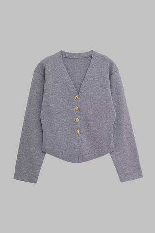 Ribbed Knit V-Neck Cardigan & Wide-Leg Pants Lounge Set – Soft Stretch Knit, Long Sleeves, Relaxed Fit