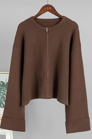 Ribbed Long Sleeve Zip Jacket & Relaxed Pants Co-Ord Set