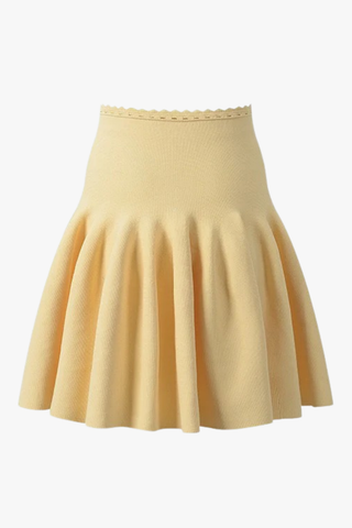 Elegant Knit Two-Piece Set – Sleeveless Crop Top & Flared Mini Skirt
