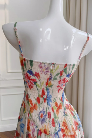 Floral Chiffon Mini Dress with Ruched Bust, Fit-and-Flare Skirt, and Inner Shorts