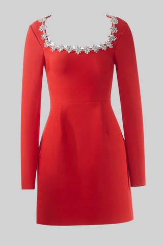 Diamond Elegance Long Sleeve Mini Dress