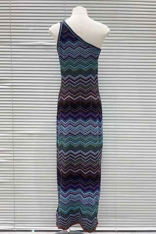 One Shoulder Sleeveless Knit Long Dress – Bodycon Fit, Premium Stretch Fabric