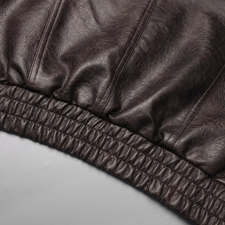 Classic Aviator Leather Jacket with High Neck, Utility Pockets, and Structured Fit