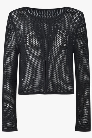 Lightweight Long Sleeve Crochet Knit Top with Openwork Design