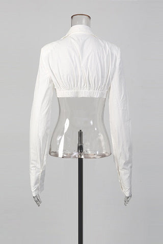 Cropped Shirt & Full Skirt Set – Long Sleeve Two-Piece Set
