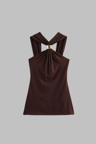 Halter Knit Top with Metal Detail