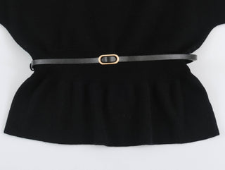 Belted Mock Neck Knit Sweater with Wide Sleeves