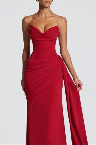 Strapless Corset Draped Long Dress