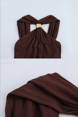 Halter Knit Top with Metal Detail