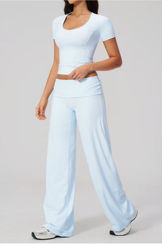 Soft Stretch Activewear Top & Wide Leg Pants Set