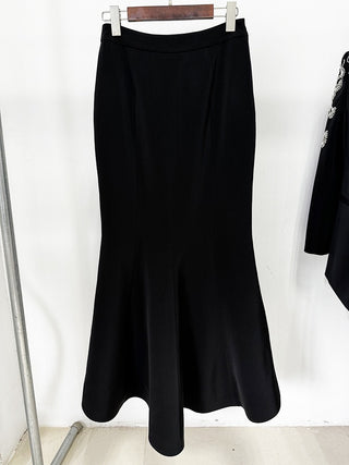 Crystal Embellished Long Sleeve Tailored Blazer & Mermaid Skirt Set