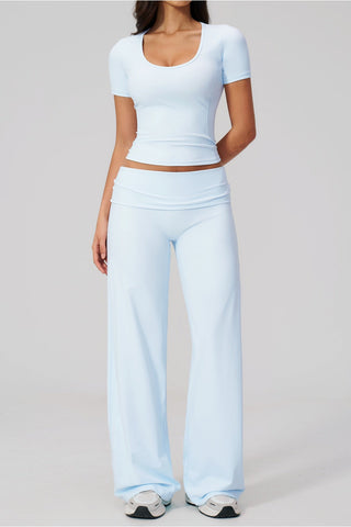 Soft Stretch Activewear Top & Wide Leg Pants Set