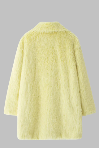 Luxury Faux Fur Long Coat with Wide Lapel Collar