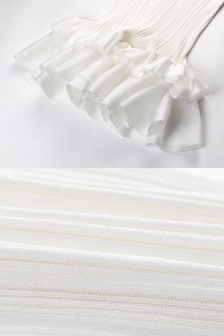 Sleeveless Ribbed Knit Peplum Tank Top with Double Ruffle Hem
