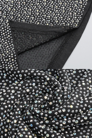 Long Sleeve Blazer and Corset Set with Rhinestone Flared Pants