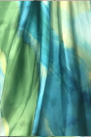 Emerald Ocean Breeze Plunge Halter  Long Dress with Cascading Ruffle Skirt