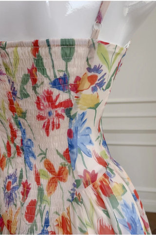 Floral Chiffon Mini Dress with Ruched Bust, Fit-and-Flare Skirt, and Inner Shorts