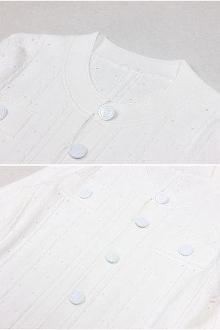 Long Sleeve Knitted Midi-Long Button Dress with Pocket Detail