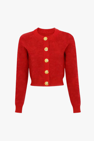 Textured Knit Button Cardigan & Midi Skirt Set