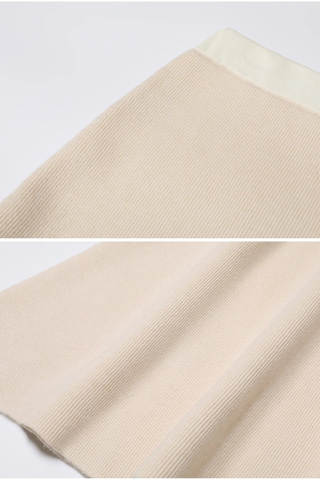 Embellished Pearl and Rhinestone Knit Cardigan with Matching Flared Midi Skirt Set