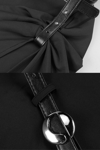 Sculpted Halter-Neck Belted Slit  Long Dress