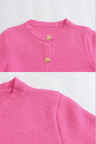 Knitted Cardigan with Gold Buttons and Front Pockets