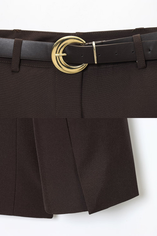 Woven Blazer & Mini Skirt Set – Double-Breasted Design, Long Sleeve Blazer