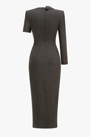 Asymmetric Lace Panel Blazer Long Dress