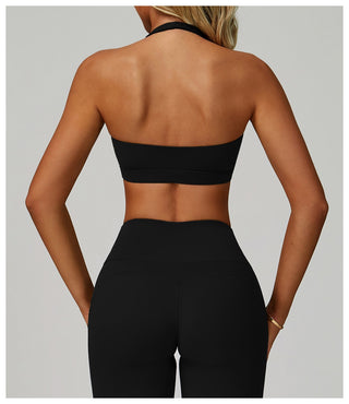 Halter Neck Sculpting Sports Bra with Supportive Fit and Smooth Stretch Fabric