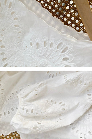 Embroidered Top & Shorts Set – Relaxed Fit, Scalloped Hem & Elastic-Waist Shorts