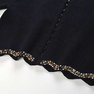 Crystal Embellished Knit Cardigan & A-Line Midi Skirt Set