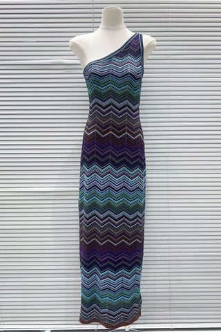 One Shoulder Sleeveless Knit Long Dress – Bodycon Fit, Premium Stretch Fabric