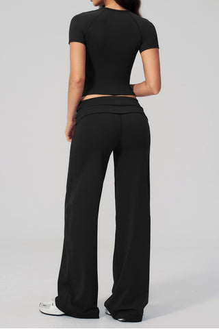 Soft Stretch Activewear Top & Wide Leg Pants Set