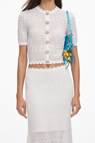 Pointelle Knit Short Sleeve Top & Long Skirt Set
