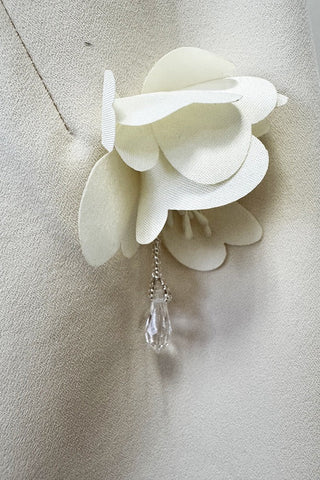 Floral Appliqué Mini Dress – Short Sleeve with Structured Fit