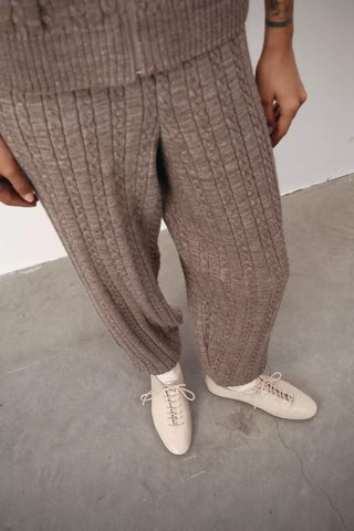 Cable Knit Zip-Up Cardigan and Jogger Pants Set