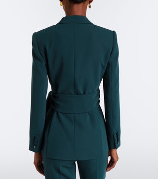 Asymmetric Wrap Belted Blazer & Wide Leg Pants Set