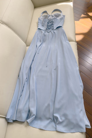 Ruched Sweetheart Corset Long Dress – Lace-Up Back Evening Dress